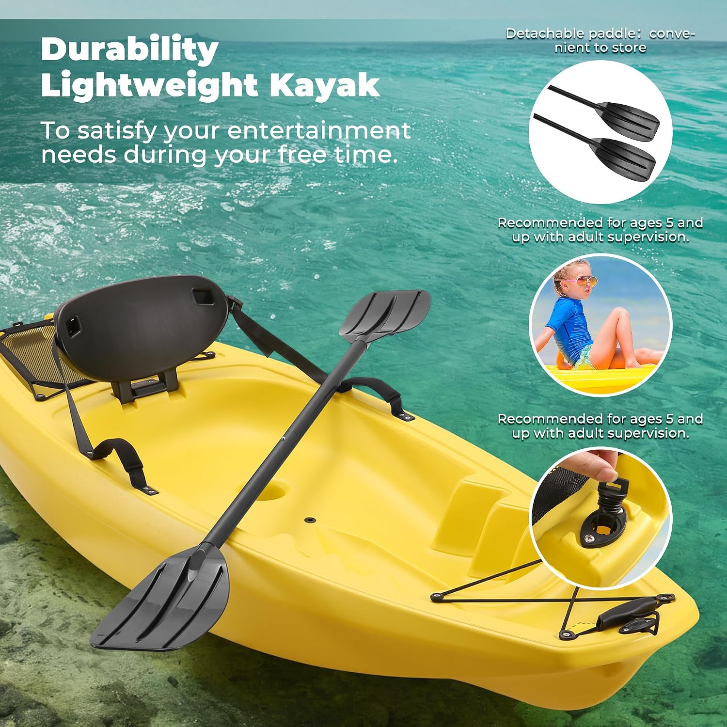 Kayak avec pagaie 6,5 pieds, b - Fishing Boat Paddle avis et prix